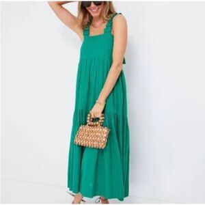 Tuckernuck exclusive MIRTH Rio Maxi Dress Emerald Green 100% Cotton Flowy Small
